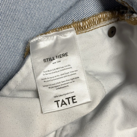 Still Here Tate Jeans Size 26 High Rise Straight Leg Asymmetric Stripe Denim - Picture 6 of 15